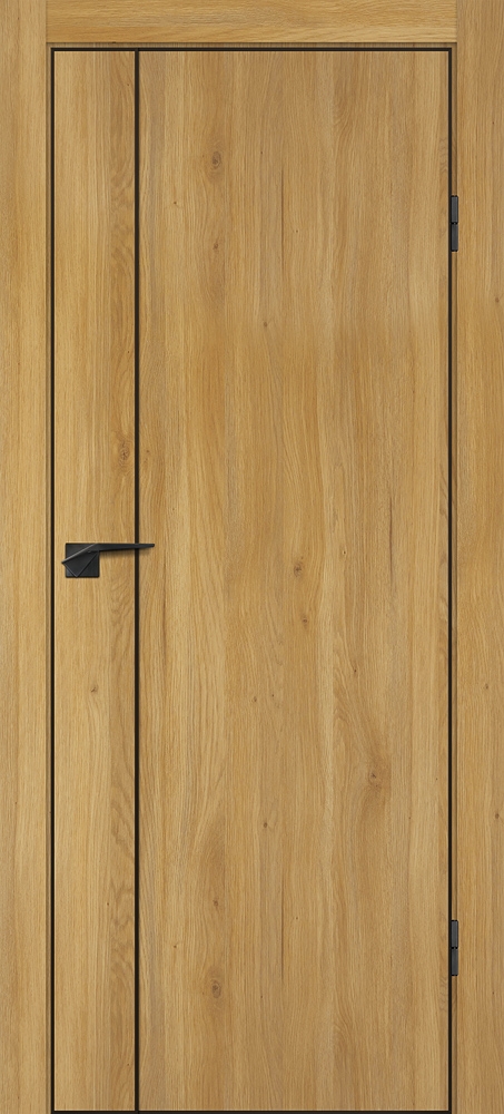 Фото Межкомнатная дверь P-21  черный молдинг PET,  кромка ABS черная c 4-х ст. Дуб золотистый